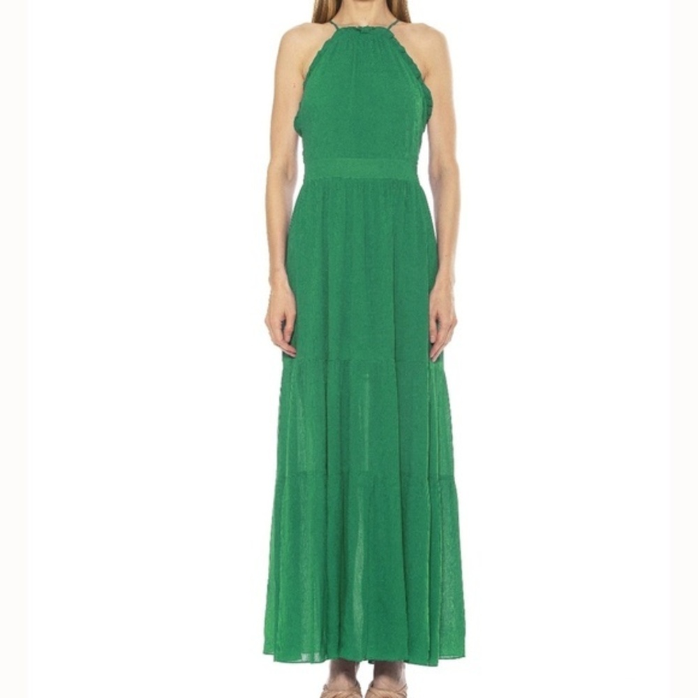 Alexia Admor Kira Ruffle Halter Maxi Dress Size 12